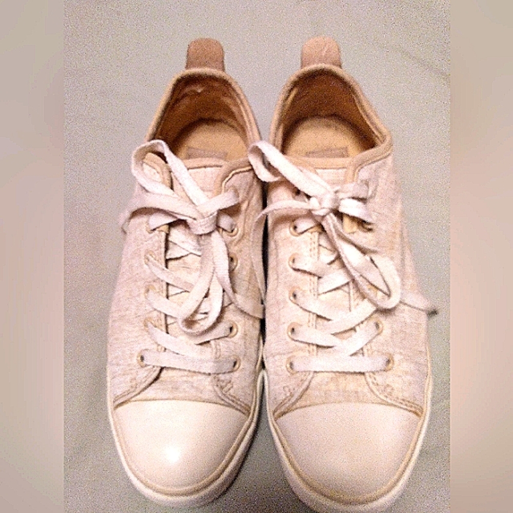 UGG Tennis Shoes, White with Goldish Inlay,  Size 7